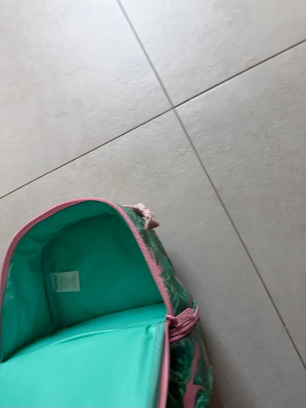 SWIG Pink & Green Tropical Leaf Cosmetic Lunch Bag